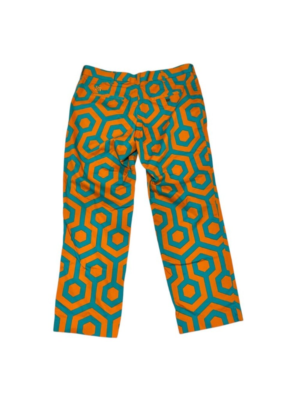 Loudmouth Golf South Beach Patterned Pants 42x34 Orange Teal Hexagon Design Mens - Picture 4 of 7